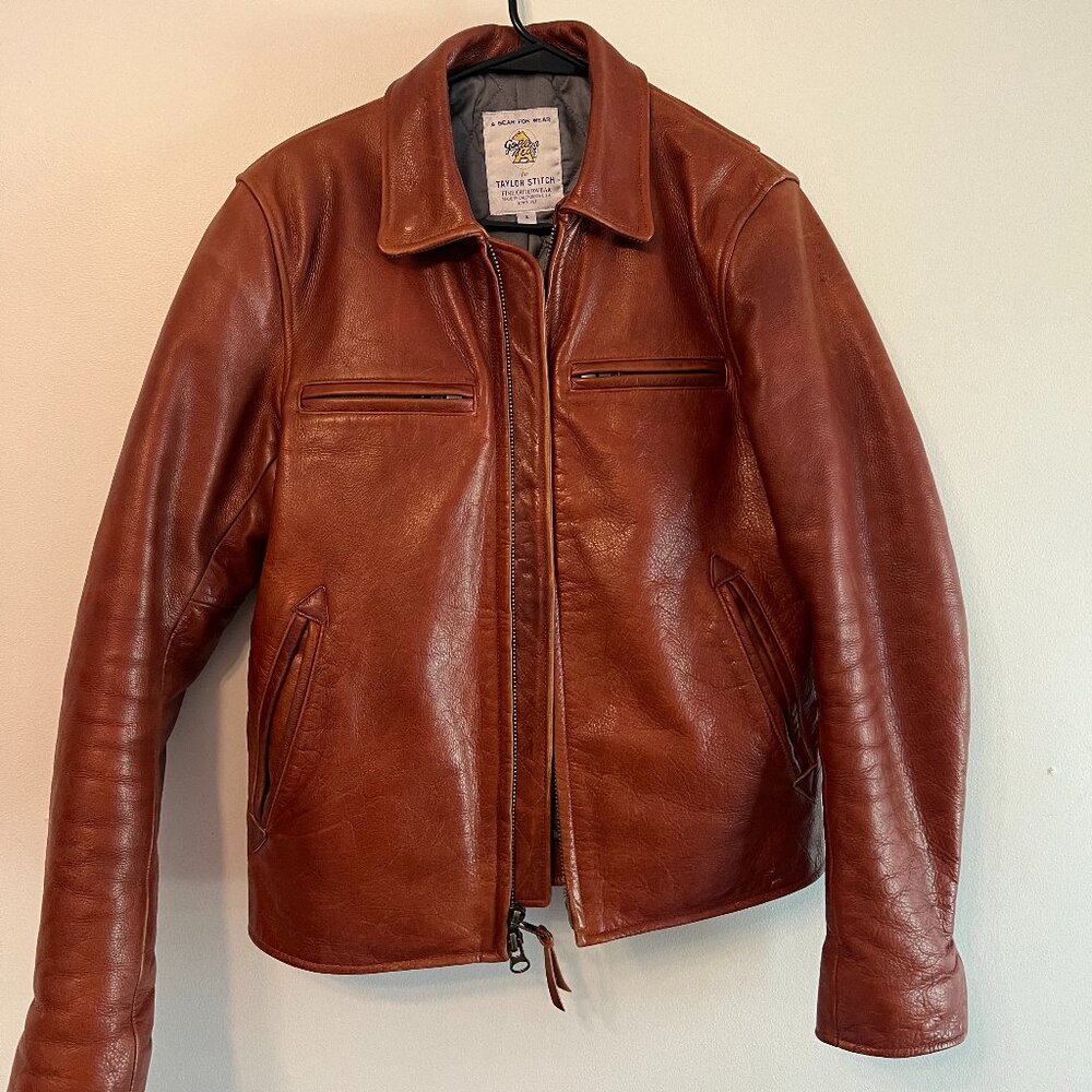 Taylor Stitch The Moto Jacket in Whiskey Steerhide - Size S